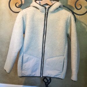 Lands End Kids Size 10-12 boys Sherpa hoodie EUC